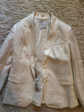 Mango white linen blazer